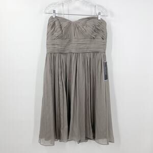 NEW J. Crew 100% Silk Marbella Strapless Formal Bridesmaid Event Dress 14 Gray